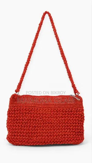 লাল কুশিকাটার হ্যান্ডমেড ব্যাগ - Crochet Hand Bag