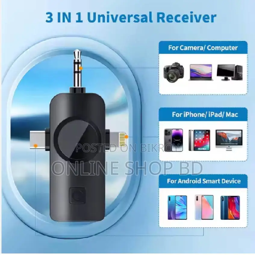 F11-2 3 in 1 Wireless Collar Microphone for iPhone/Android/Type C