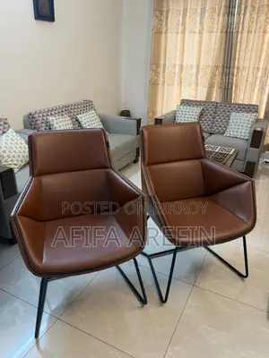 HATIL Premium Brown Leatherette Accent Chairs – Used for only 6 months