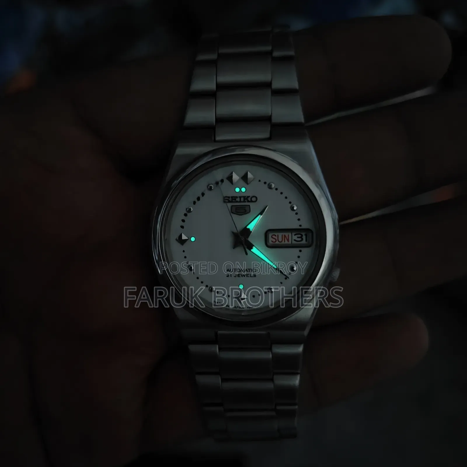 ভিন্টেজ Seiko 5 অটোমেটিক ২১ জুয়েলস হোয়াইট ডায়াল মেনস ওয়াচ জাপান