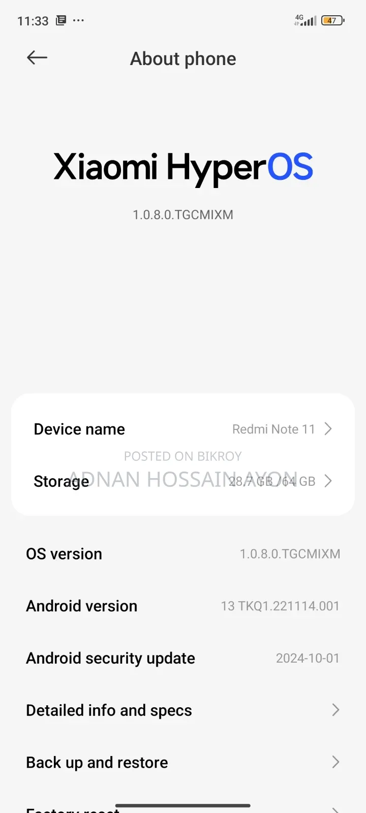 Xiaomi Redmi Note 11 64 GB Black