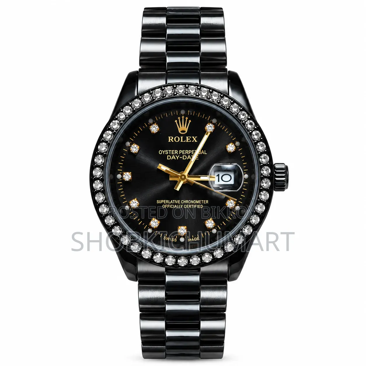 Premium Black Chain Diamond Watch - Free Delivery All Over BD