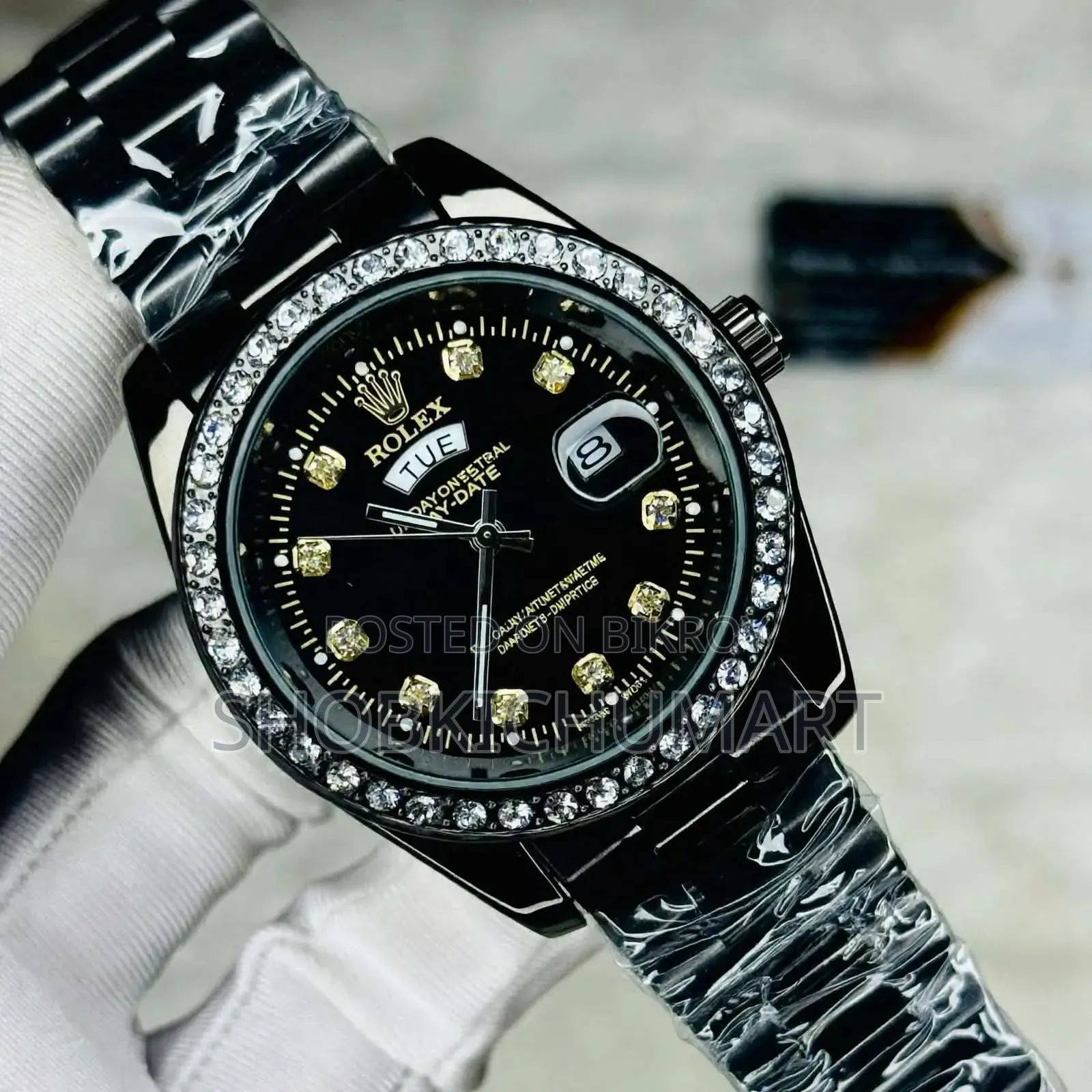 Premium Black Chain Diamond Watch - Free Delivery All Over BD