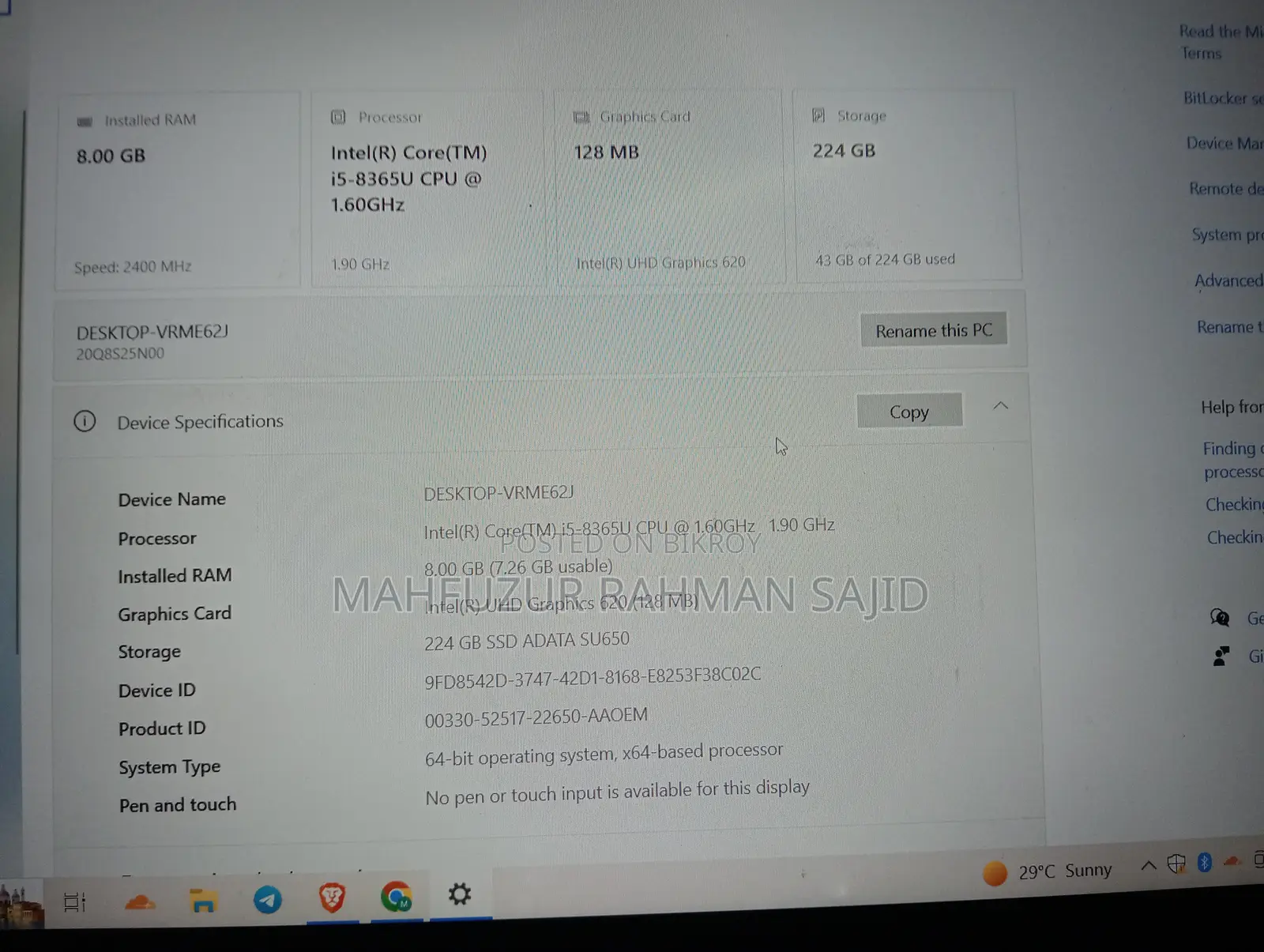 Laptop Lenovo ThinkPad T550 8GB Intel Core i5 SSD 256GB