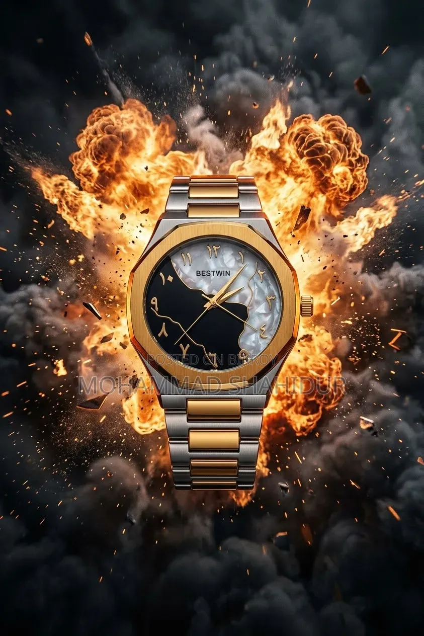 Luxury Men's Watch. Arabic Dial. Stainless Steel Body.