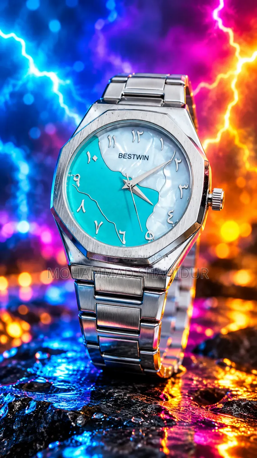 Luxury Men's Watch. Arabic Dial. Stainless Steel Body.