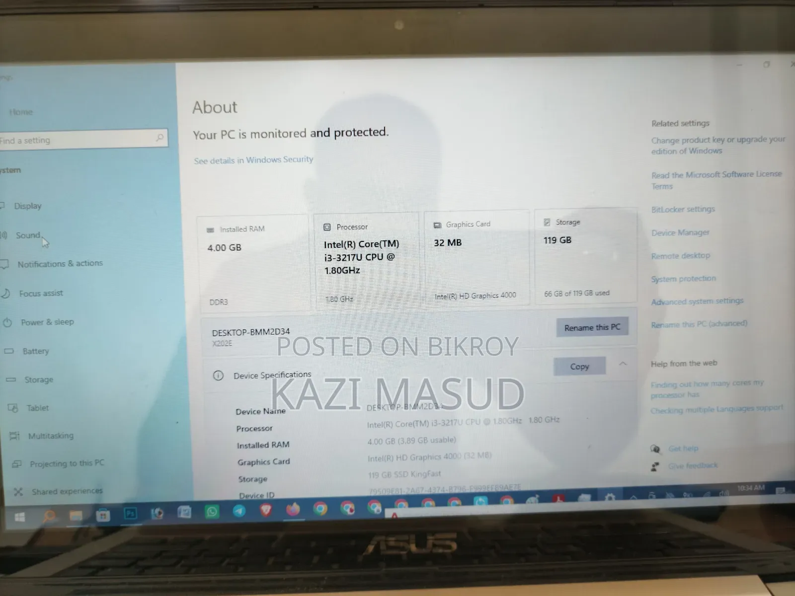 Laptop Asus VivoBook S200E 4GB Intel Core i3 SSD 128GB