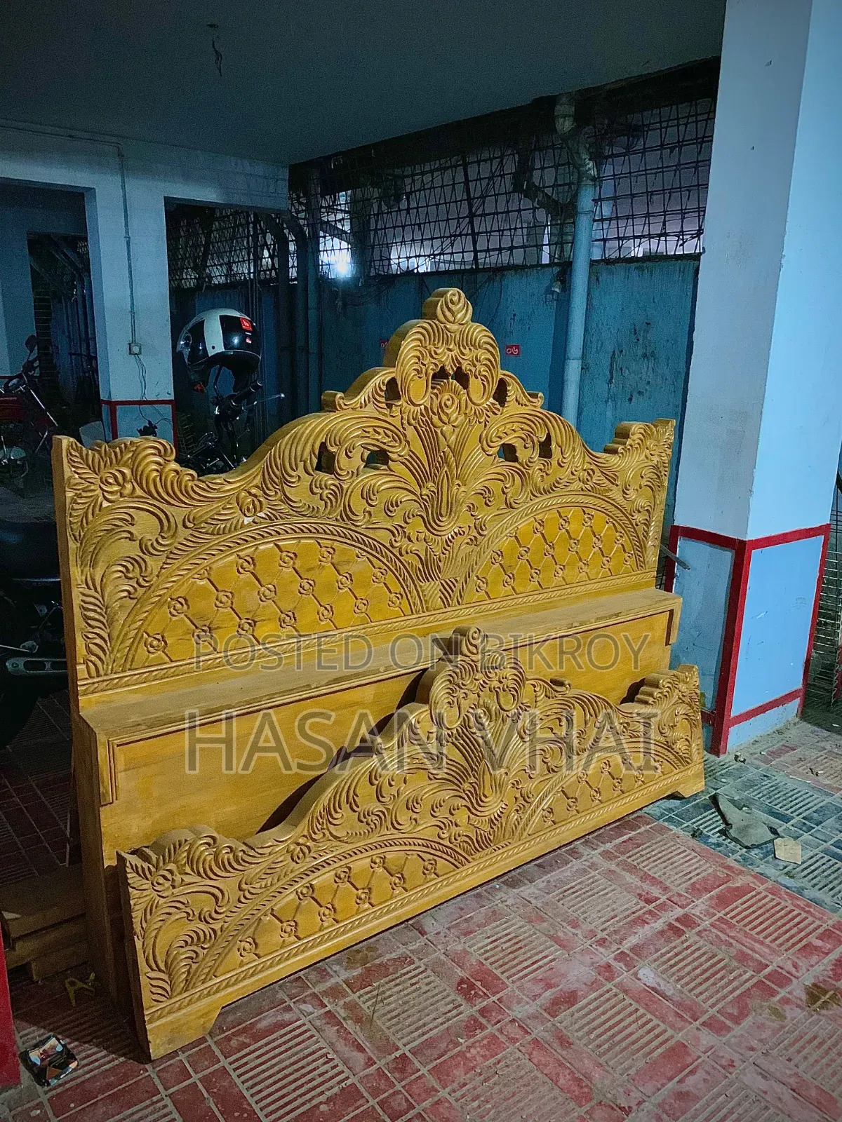 Original Local Teak Wood Bed 6/7 Feet for Sale