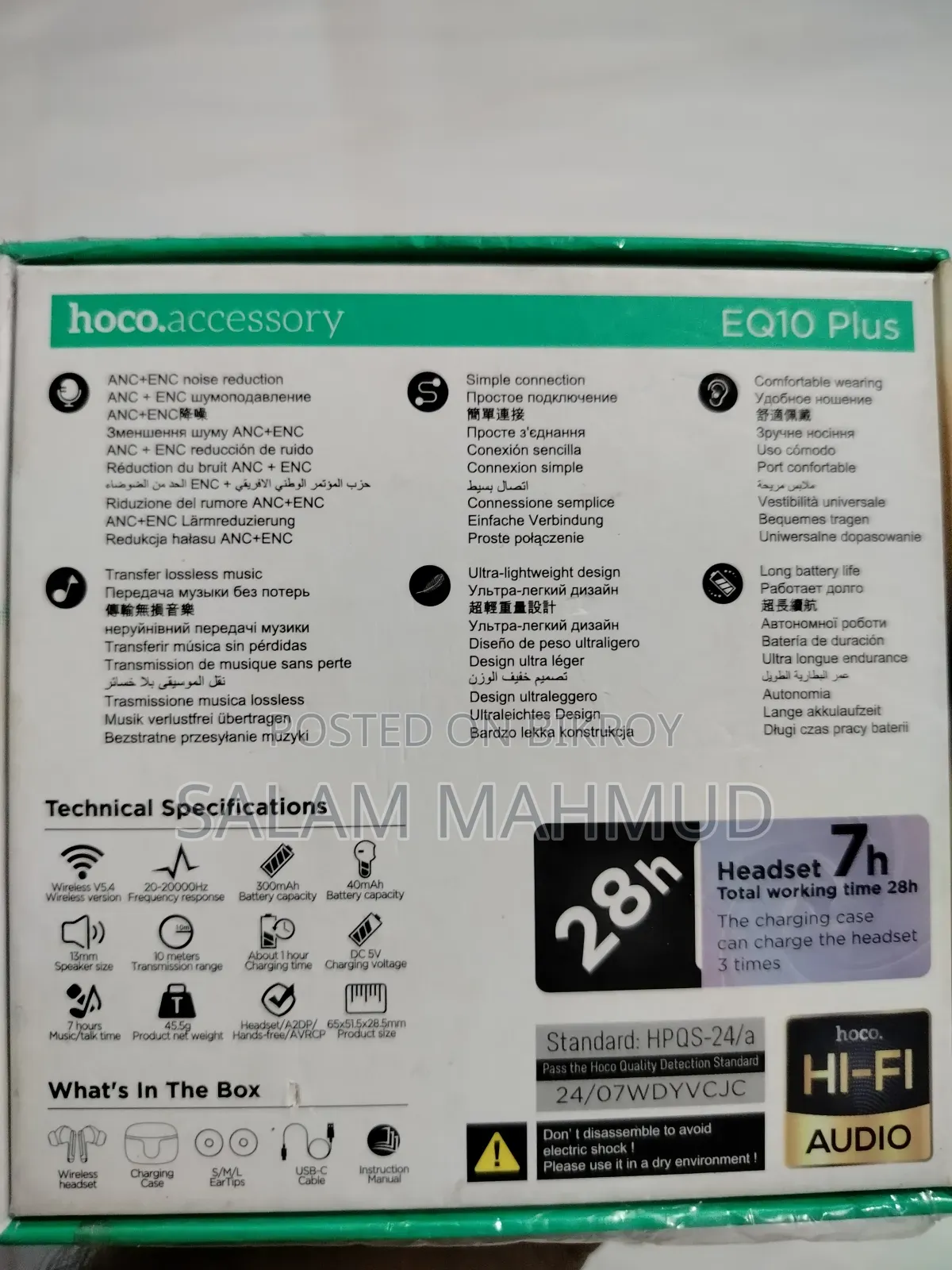 Earbuds Hoco Eq10 Plus