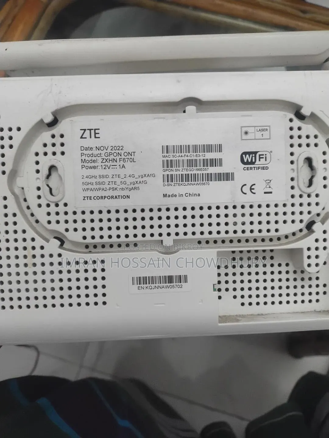 ZTE Dual Band GPON WiFi Router