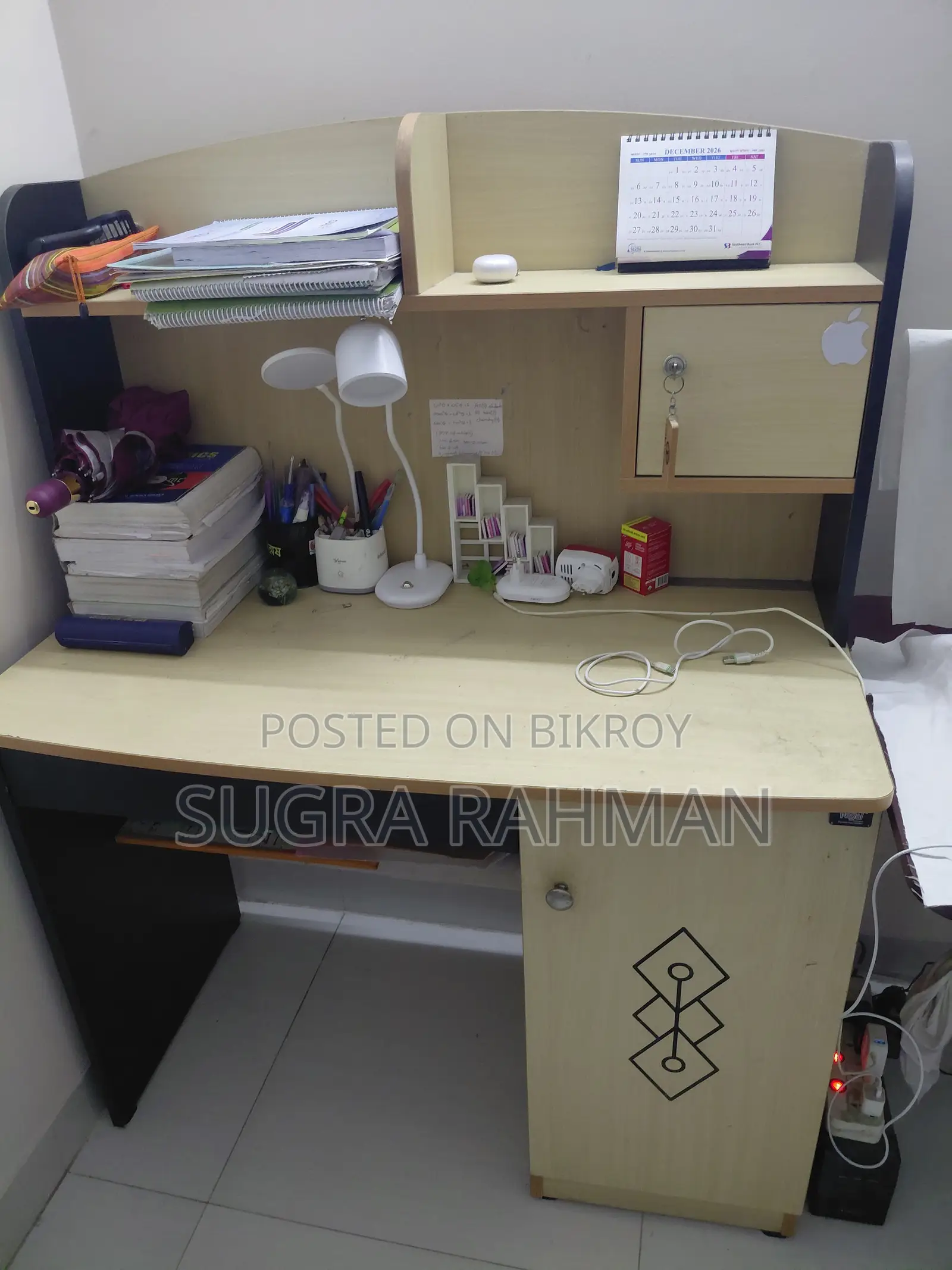 Showcase and study table, almirah will be sold