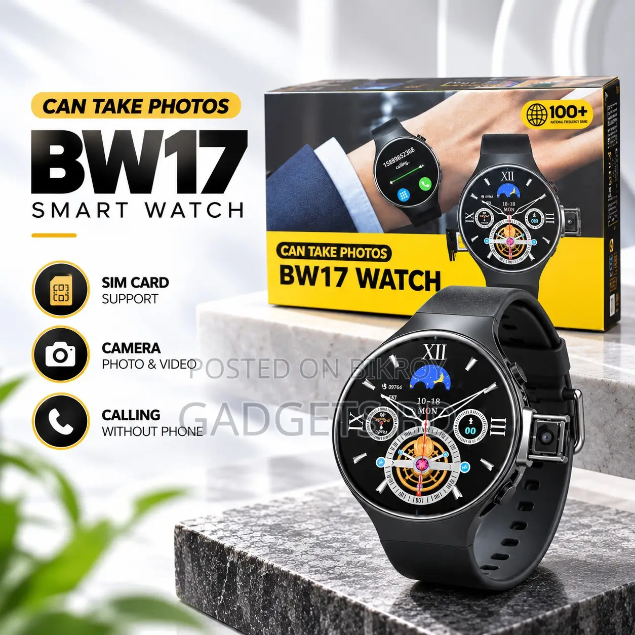 BW17 Smart Watch With Built-in Camera & SIM Support