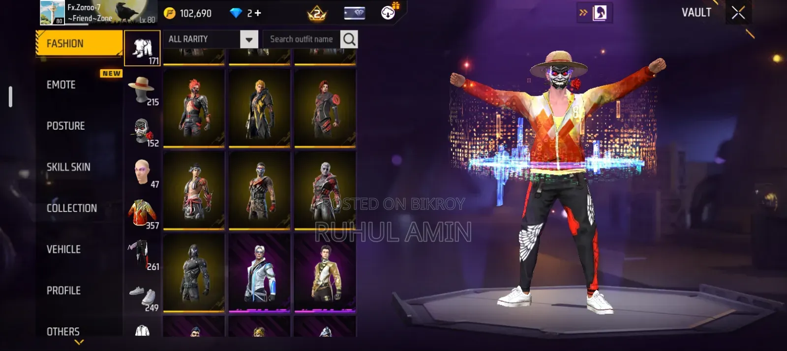 Free Fire ID Sell Level: 80