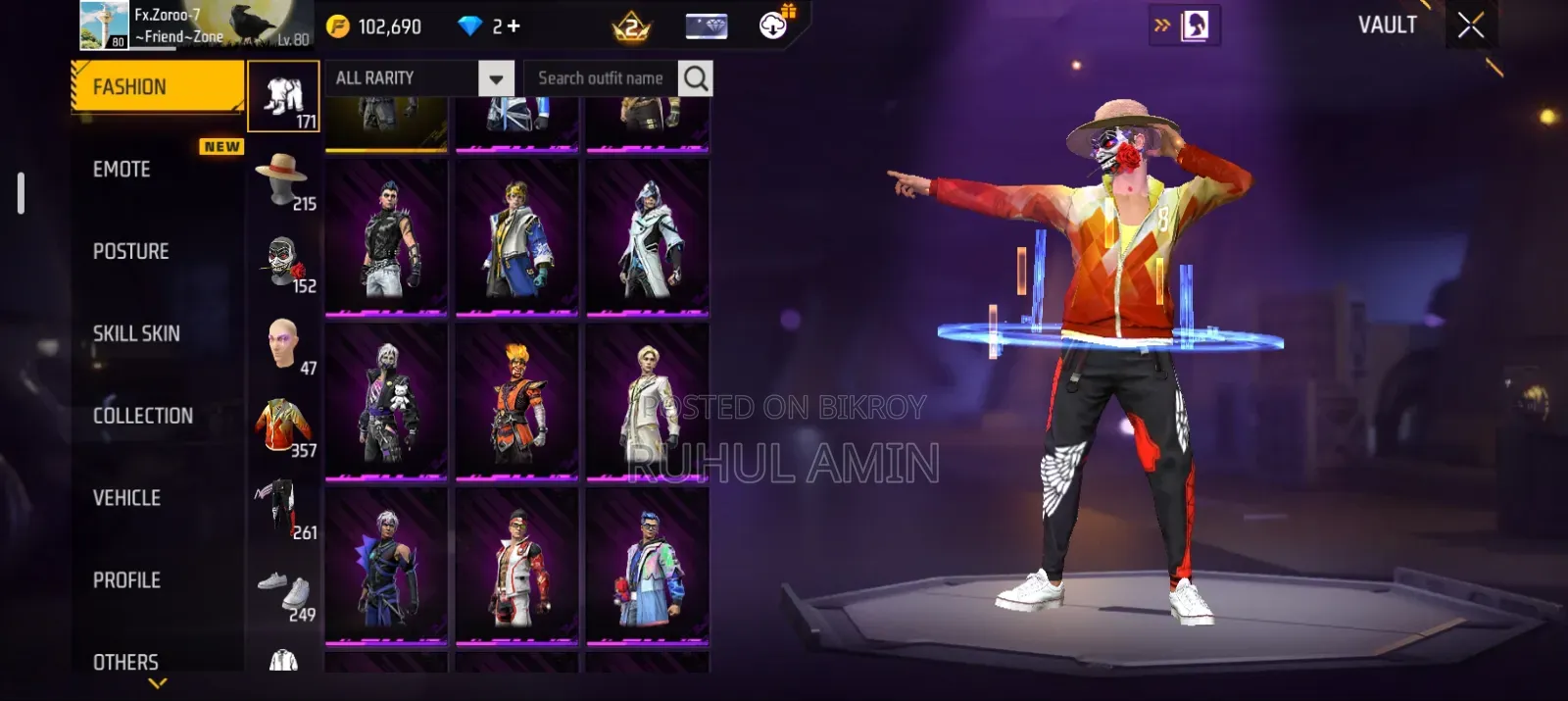 Free Fire ID Sell Level: 80