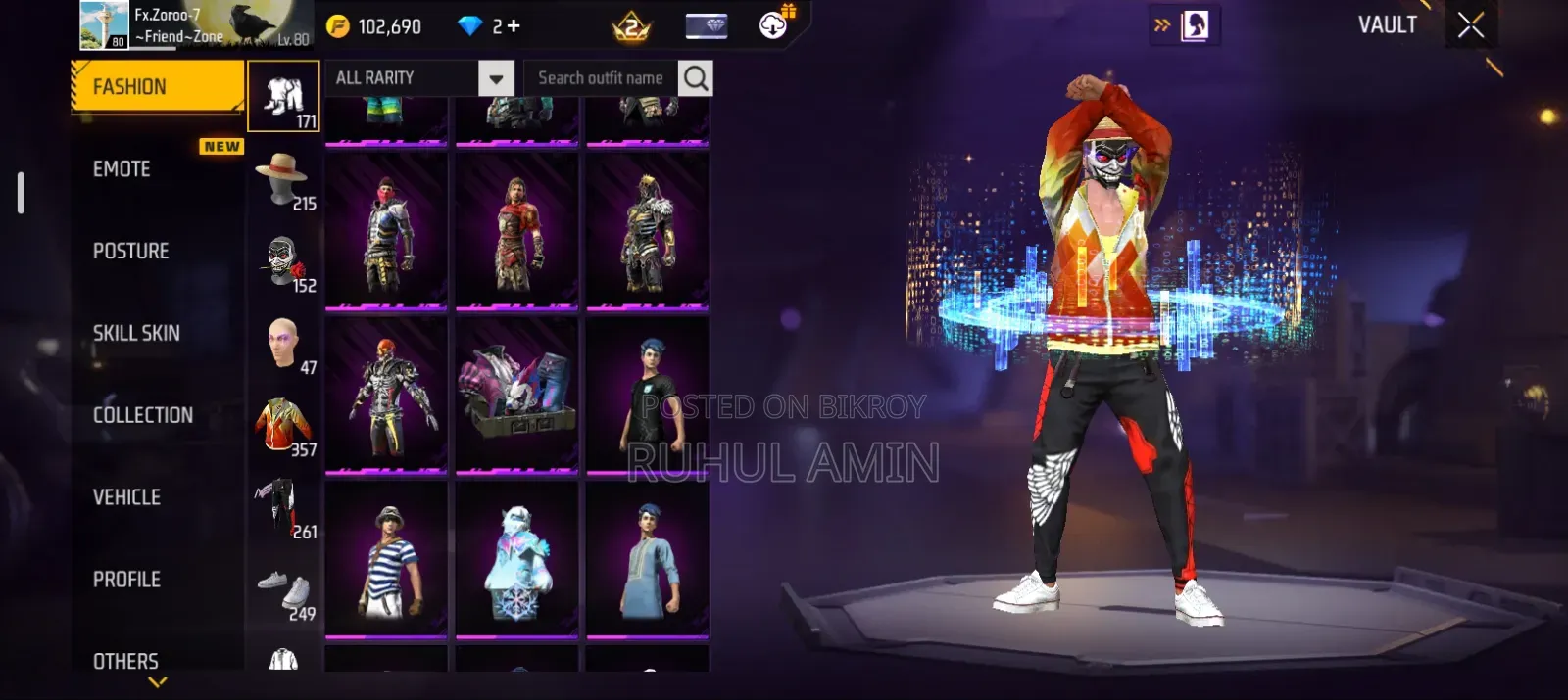 Free Fire ID Sell Level: 80