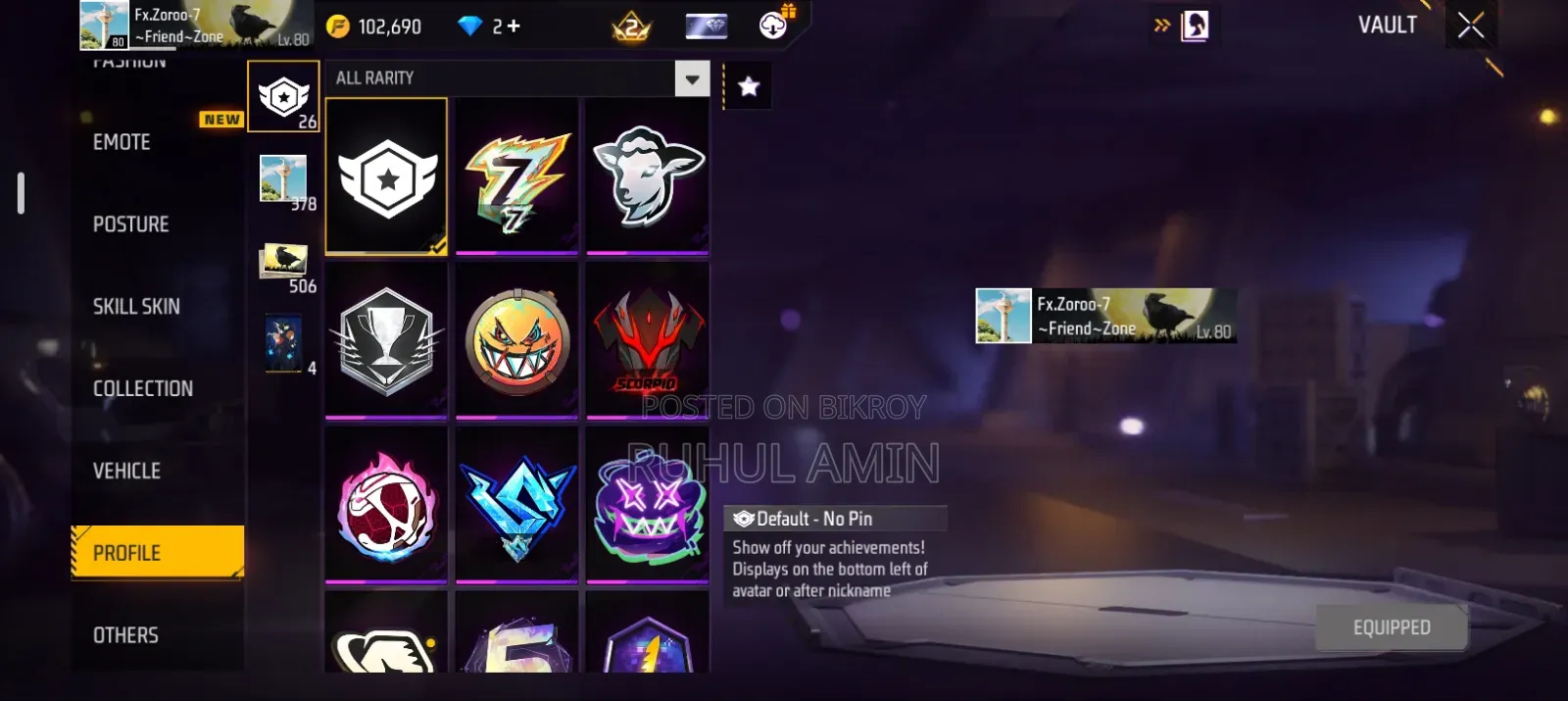 Free Fire ID Sell Level: 80