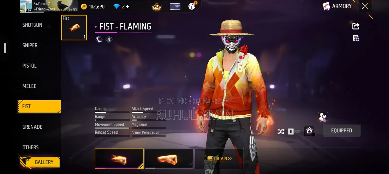 Free Fire ID Sell Level: 80