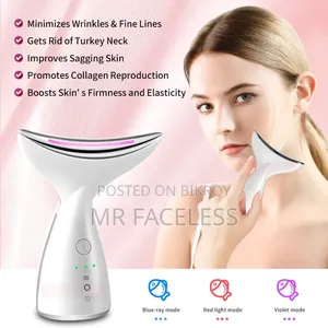 EMS Microcurrent Neck Face Beauty Device With 3 Colors LED Photon Therapy