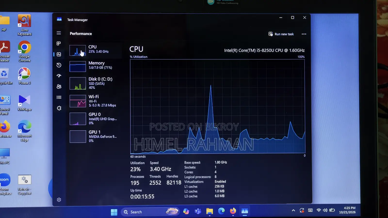 ল্যাপটপ HP ProBook 450 8GB ইন্টেল কোর i5 SSD 256GB