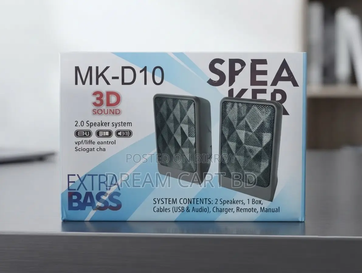 MK-D10 USB Powered 3D Sound Portable Speaker With Extra Bass