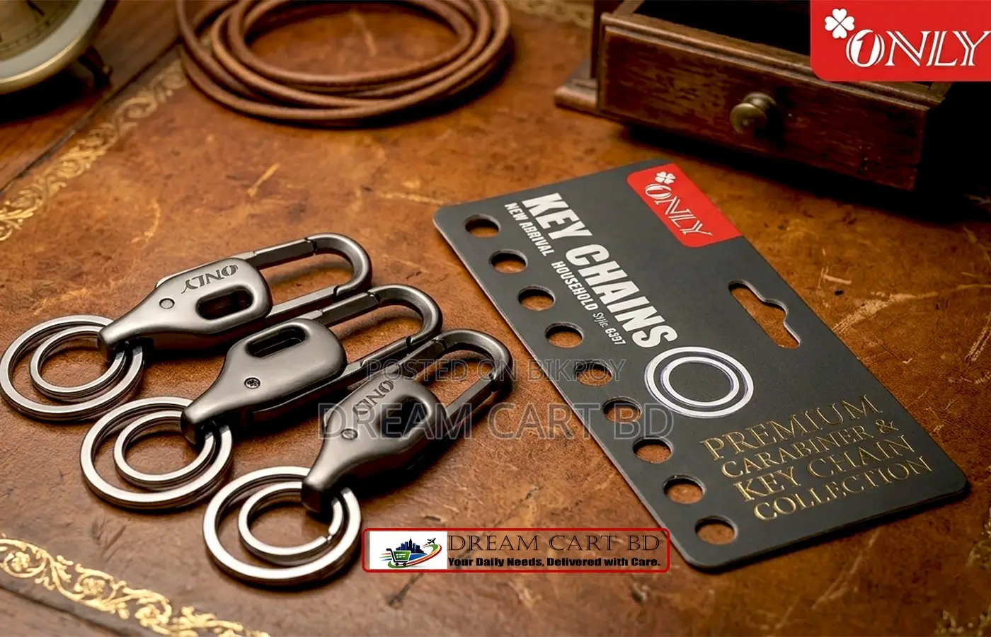 ONLY Metal Carabiner Key Chain Set Dual Ring Car & Bike Keyring