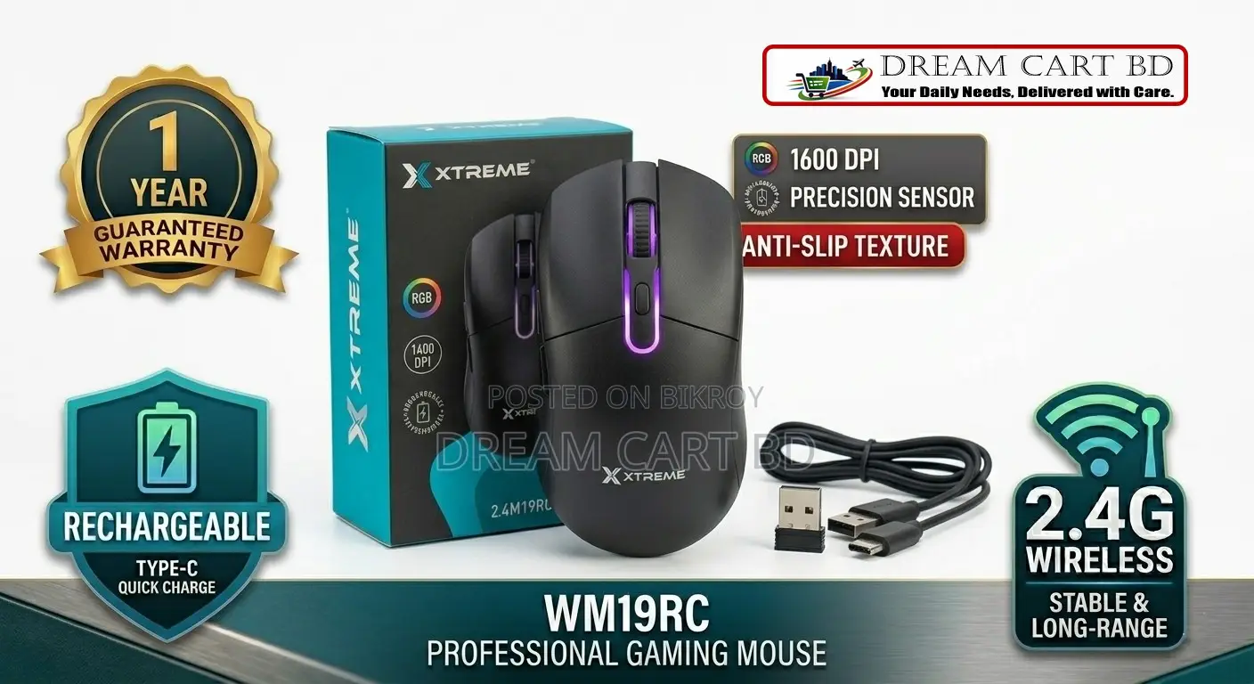 Xtreme WM19RC 2.4G Rechargeable RGB Wireless Mouse