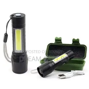 Telescopic Zoom Rechargeable XPE+COB LED Mini Torch Light