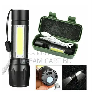 Telescopic Zoom Rechargeable XPE+COB LED Mini Torch Light