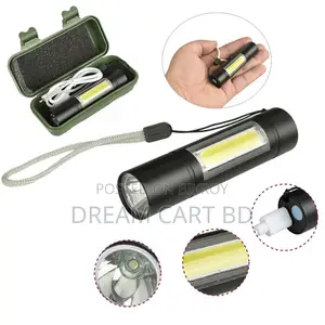 Telescopic Zoom Rechargeable XPE+COB LED Mini Torch Light
