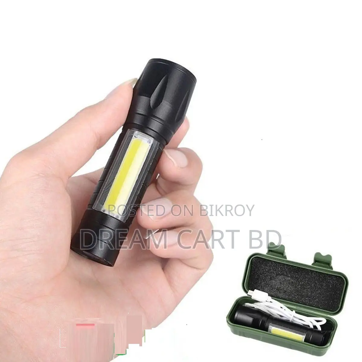 Telescopic Zoom Rechargeable XPE+COB LED Mini Torch Light