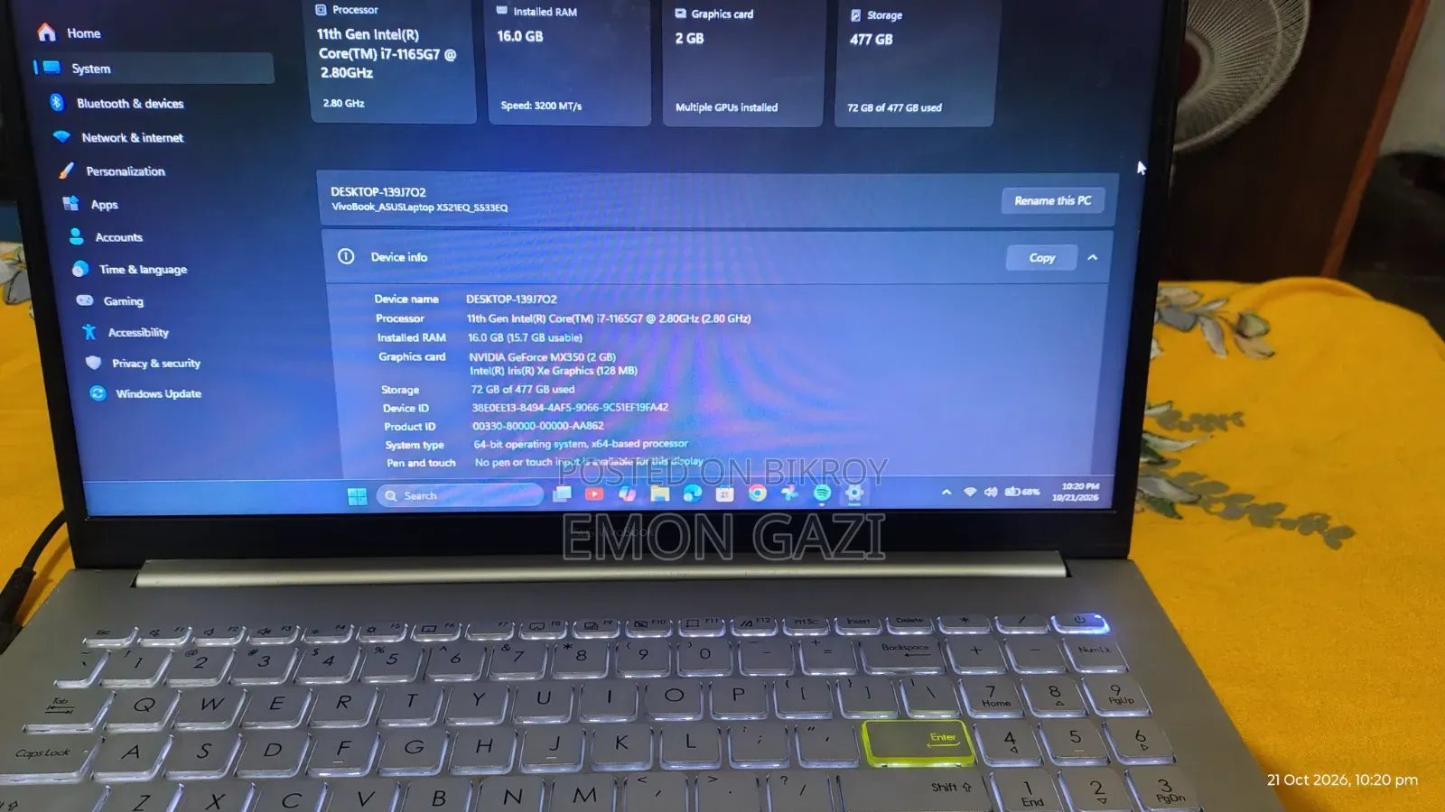 Asus Vivobook 15 Laptop 16GB Intel Core i7 512GB SSD