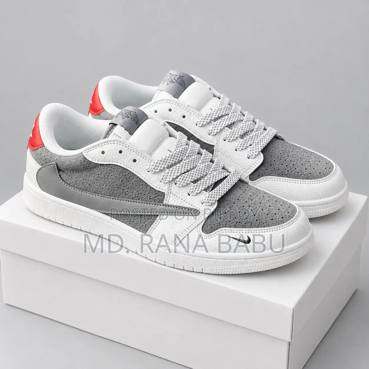 • Jordan 1 Low Travis Scott X Stüssy "Grey White Red"