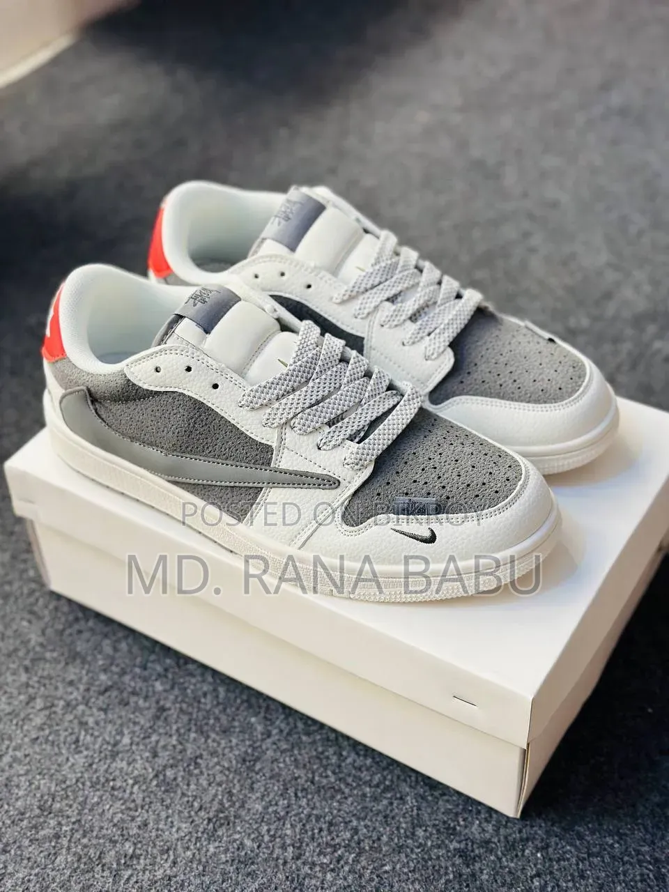 • Jordan 1 Low Travis Scott X Stüssy "Grey White Red"