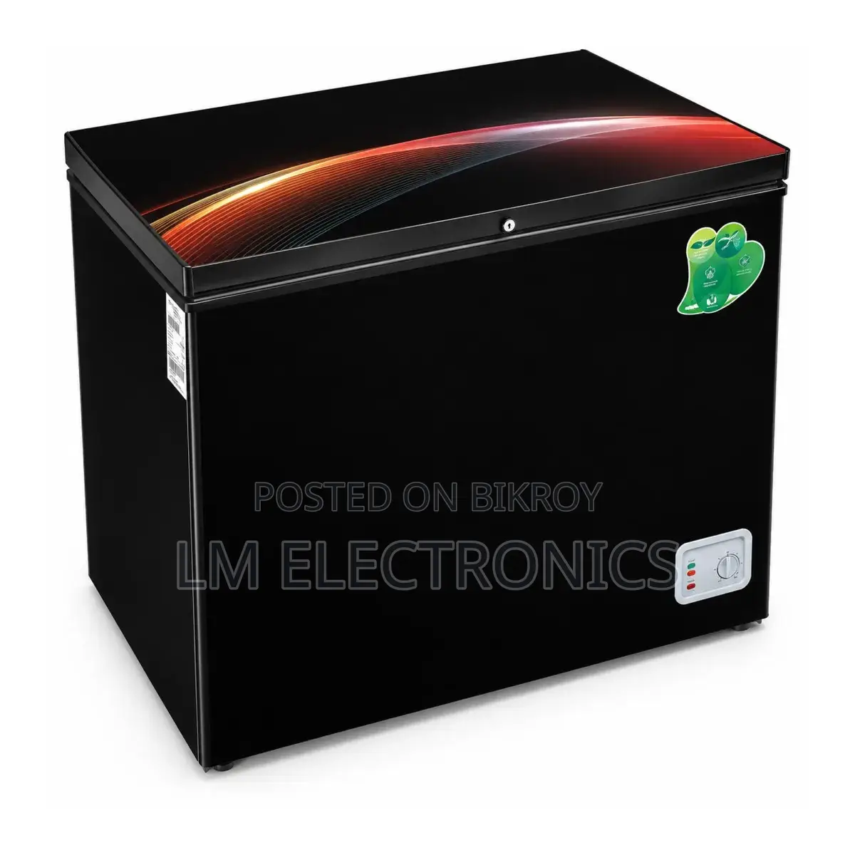 Vision Glass Door Chest Freezer RE-112L Black Circular Arc
