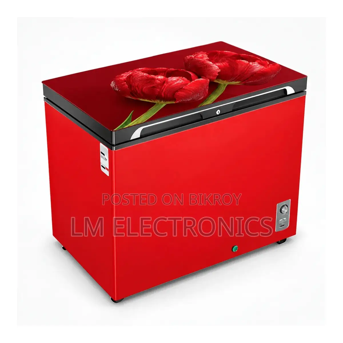 Vision Glass Door Chest Freezer RE-150L Red Double Rose