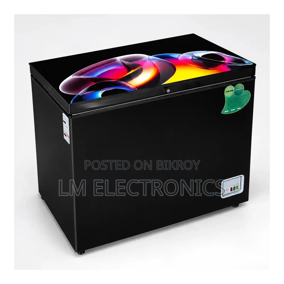 Vision Glass Door Chest Freezer RE-250L Black Colourful