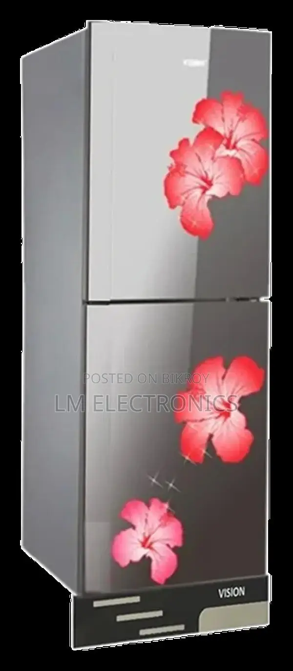 Vision Glass Door Refrigerator RE-216 Liter Orange Dahlia Bottom Mount