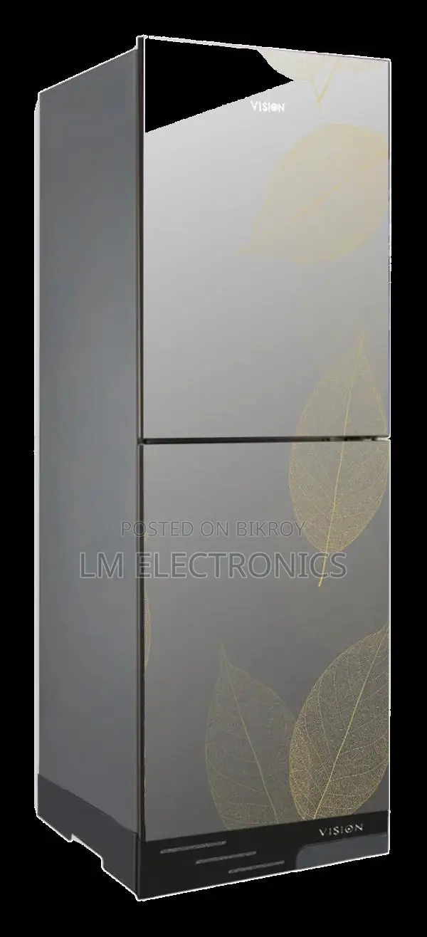 Vision Glass Door Refrigerator RE-238 Liter Mirror Golden Leaf Bottom 