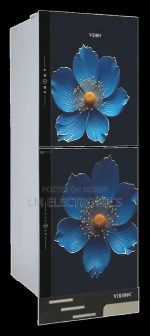 Vision Glass Door Refrigerator RE-356 Liter Blue Poppy Bottom Mount