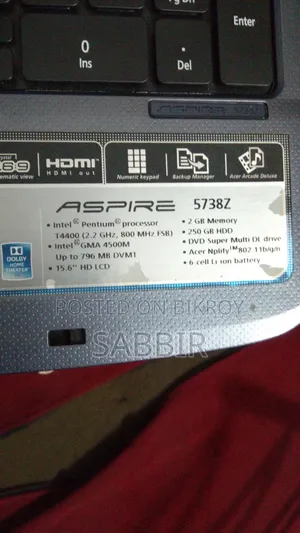 ল্যাপটপ Acer Aspire 5738G 4GB ইন্টেল পেন্টিয়াম SSD 256GB