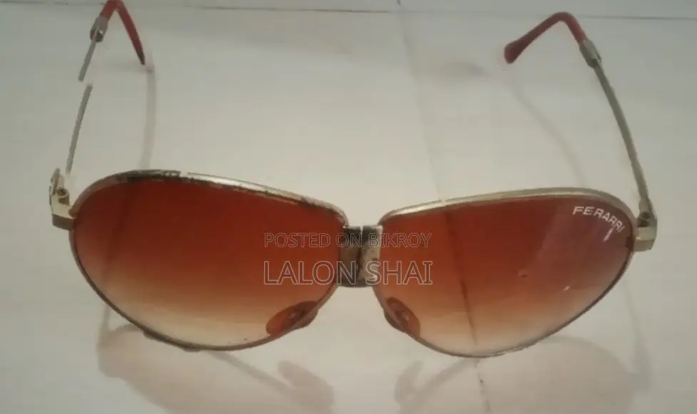Vintage 1980s FERRARI Folding Sunglasses Amber Lenses Metal Frames