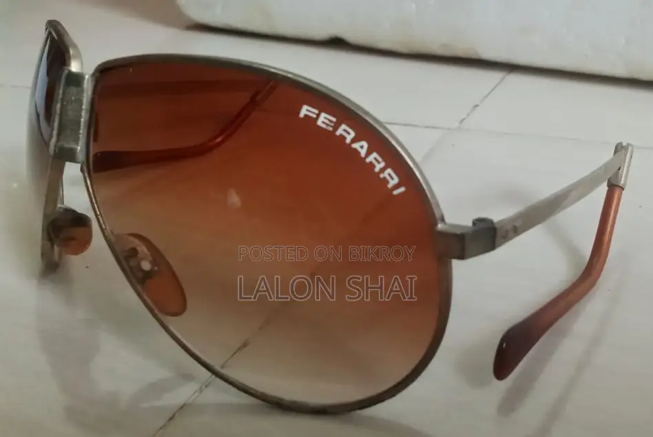 Vintage 1980s FERRARI Folding Sunglasses Amber Lenses Metal Frames