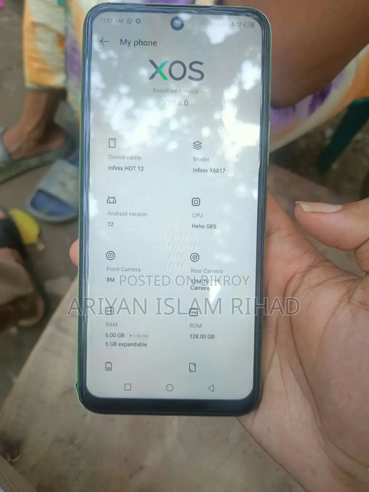 ইনফিনিক্স হট ১২ ১২৮ জিবি ব্লু