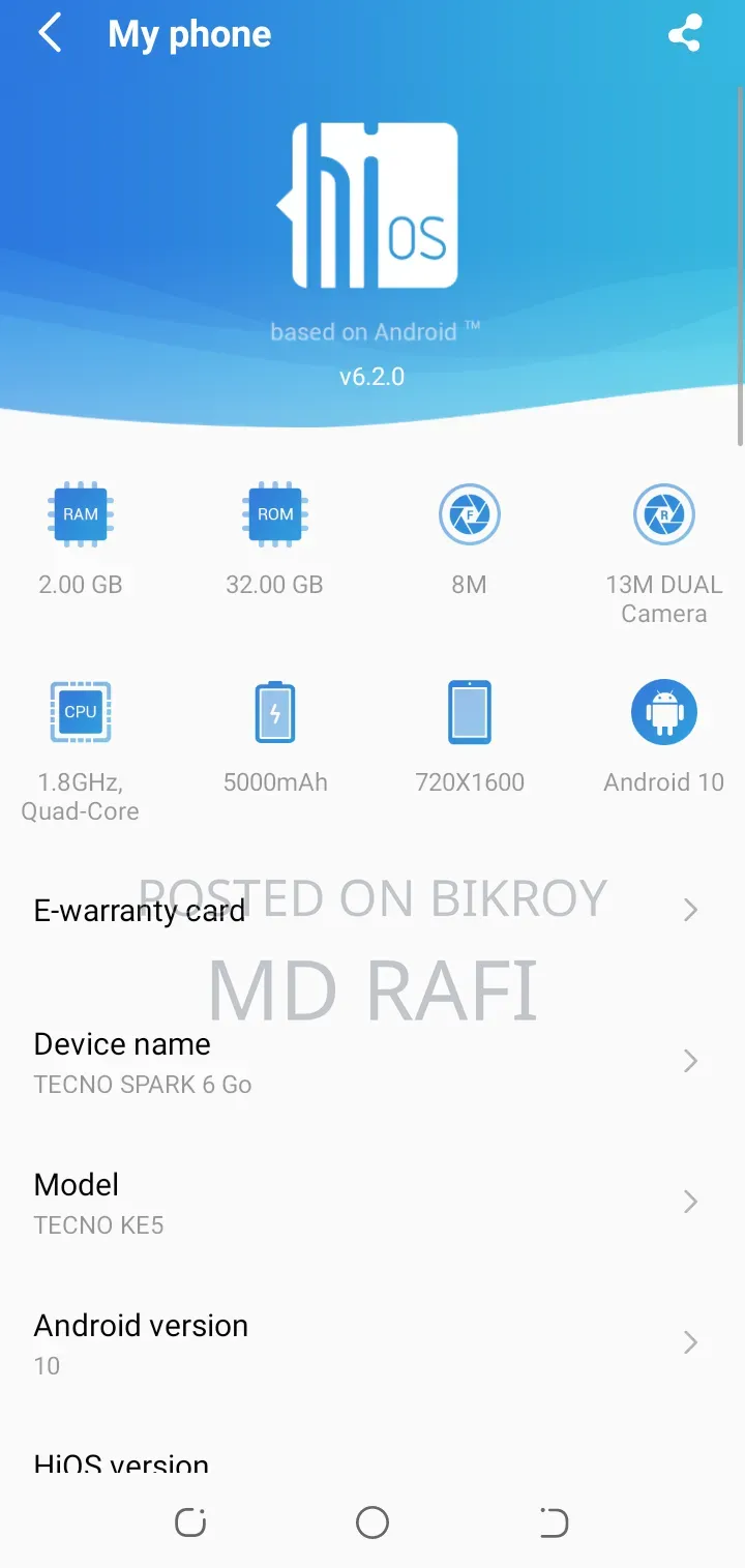 Tecno 32 GB Blue