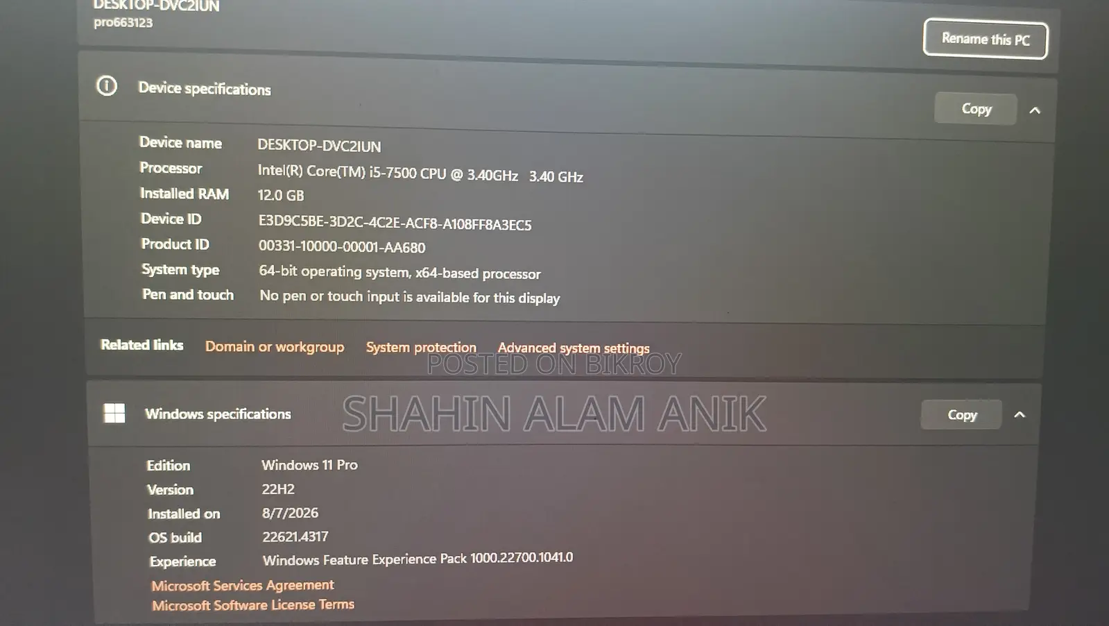 Desktop Computer 12GB Intel Core i5 SSD 256GB