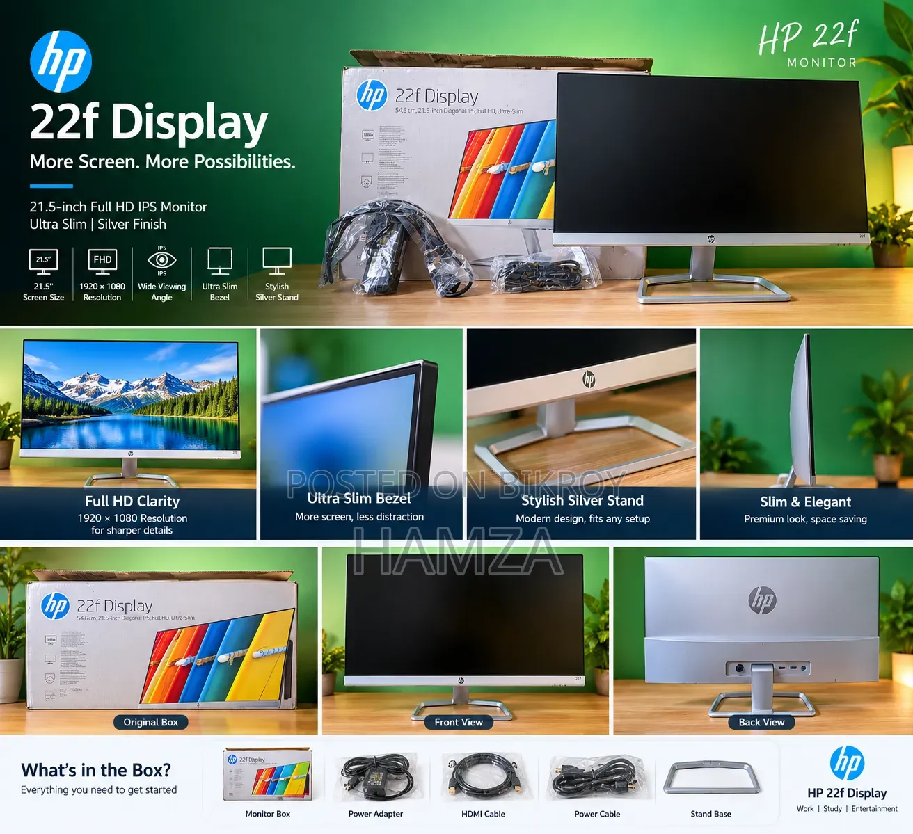HP 22F Black Monitor (Display Broken)