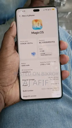 অনার ১০০ প্রো ২৫৬ জিবি ব্ল্যাক