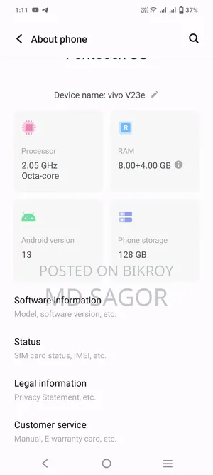 Vivo V23 128 GB Blue