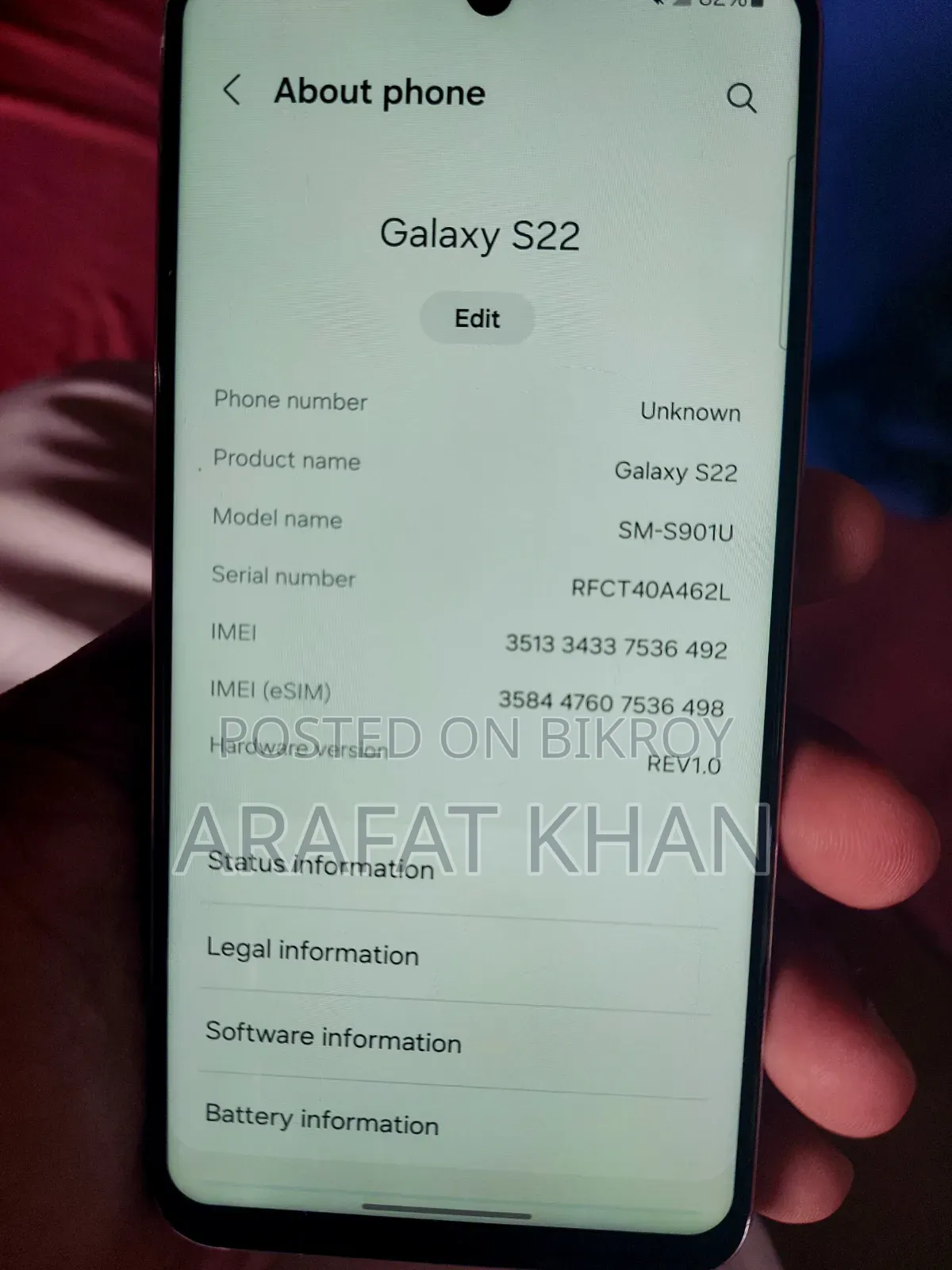 Samsung Galaxy S22 5G 128 GB Rose Gold