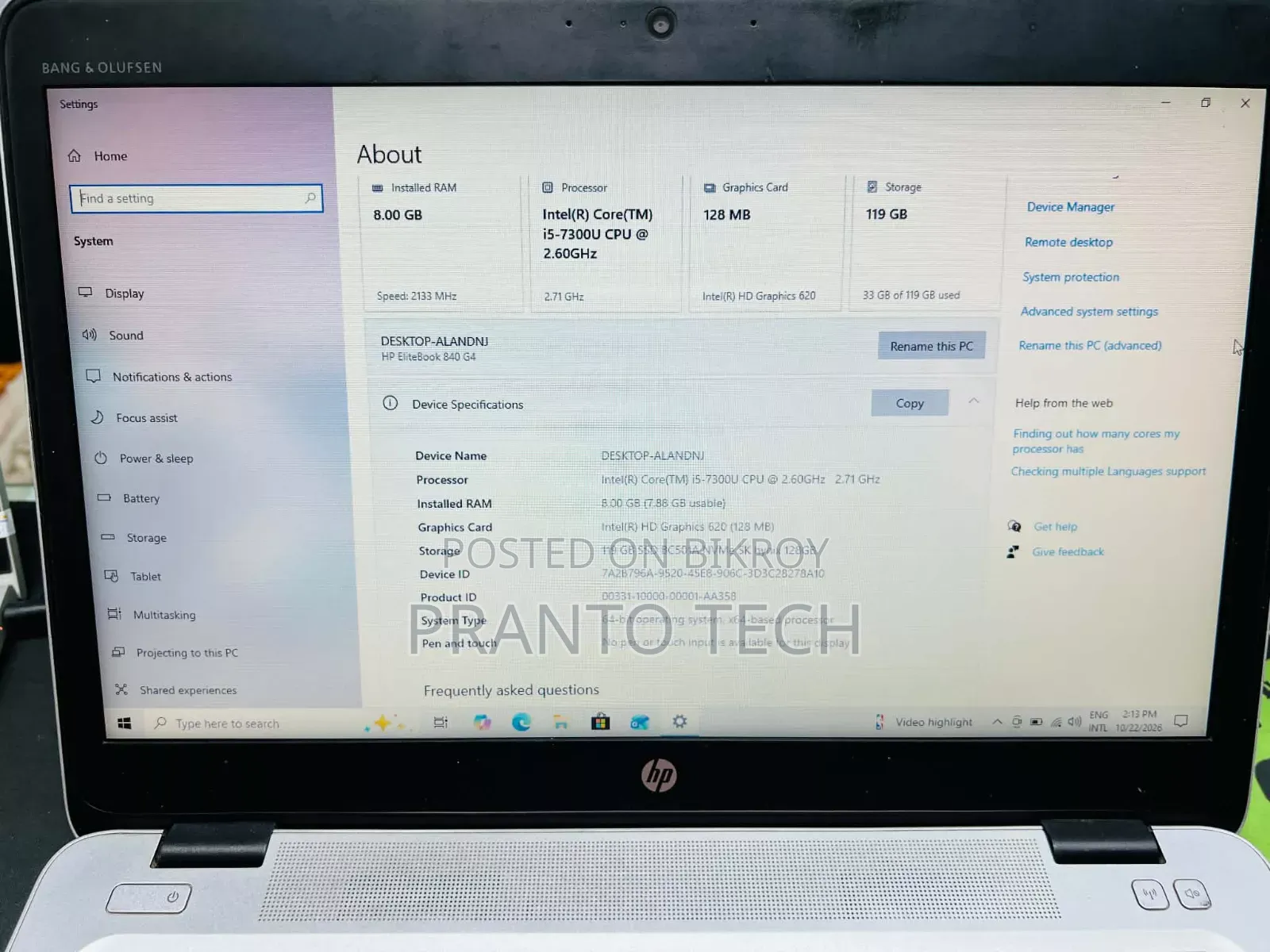 Laptop HP EliteBook 840 G4 8GB Intel Core i5 SSD 256GB